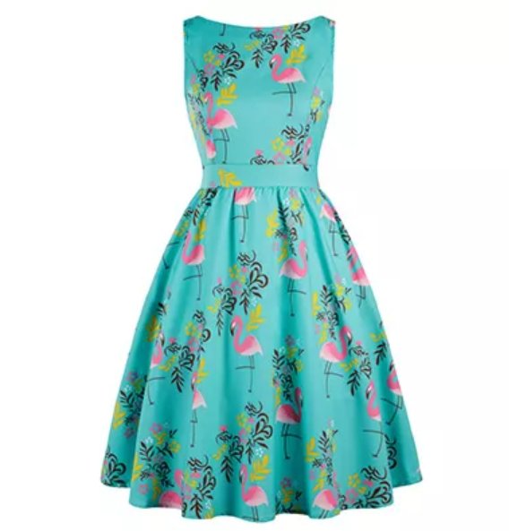 Φόρεμα Vintage Plus Size Bird Blue
