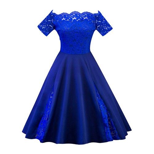 Vintage Φόρεμα Plus Size Κέντημα Μπλε
