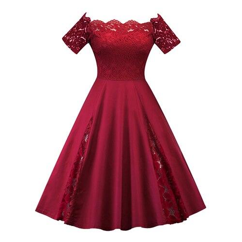 Vintage Φόρεμα Plus Size Βουργουνδί Κέντημα