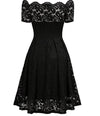 Vintage Φόρεμα Plus Size Κέντημα Μαύρο