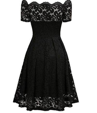 Vintage Φόρεμα Plus Size Κέντημα Μαύρο
