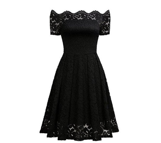 Vintage Φόρεμα Plus Size Κέντημα Μαύρο