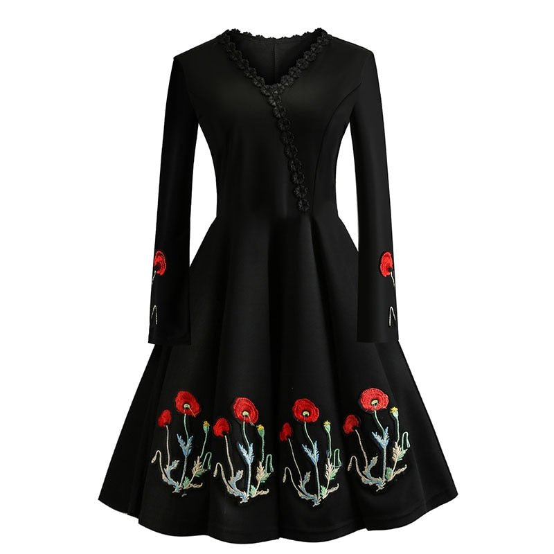 Vintage Plus Size Μαύρο Φόρεμα