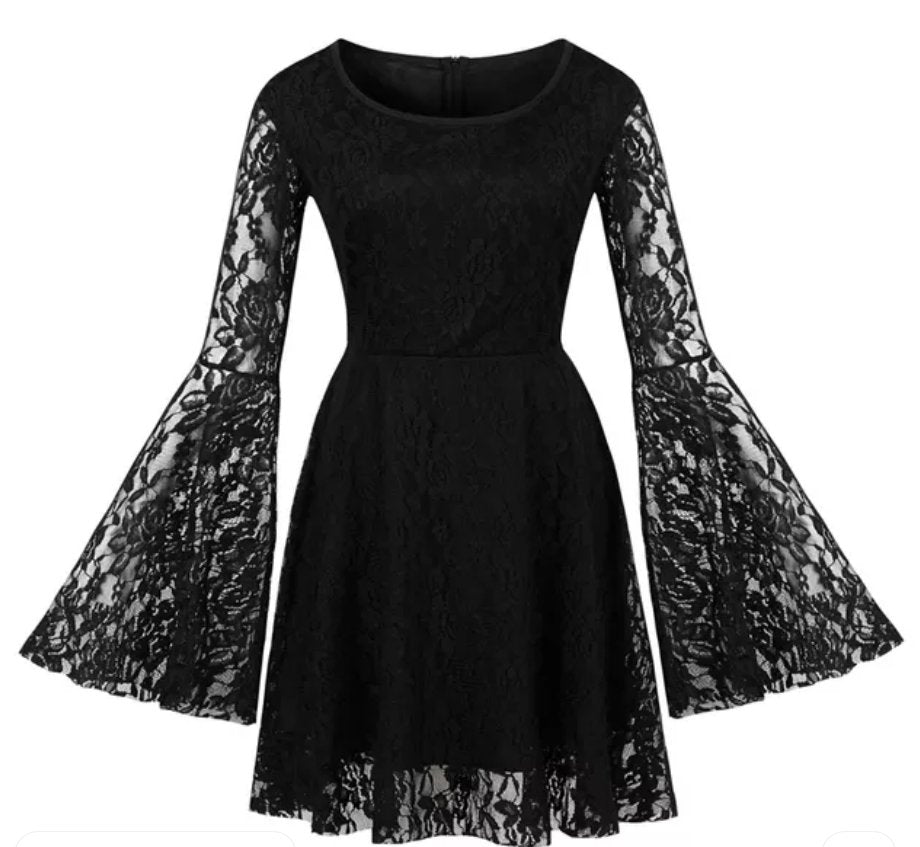 Μαύρο Lace Plus Size Vintage Φόρεμα