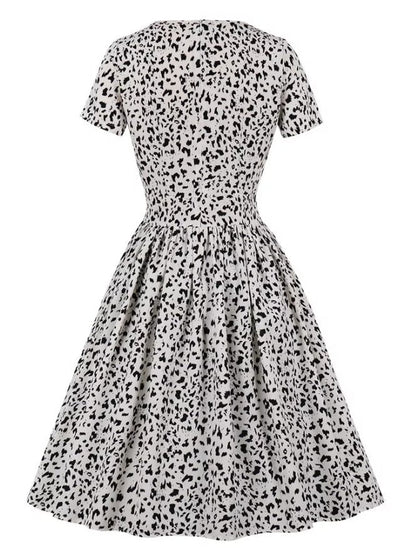 Vintage Plus Size Ψηλόμεσο Φόρεμα Λευκό