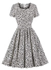 Vintage Plus Size Ψηλόμεσο Φόρεμα Λευκό