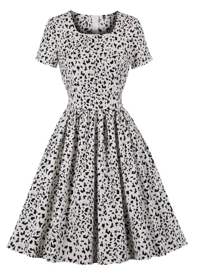 Vintage Plus Size Ψηλόμεσο Φόρεμα Λευκό