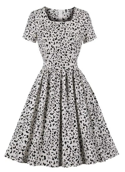 Vintage Plus Size Ψηλόμεσο Φόρεμα Λευκό