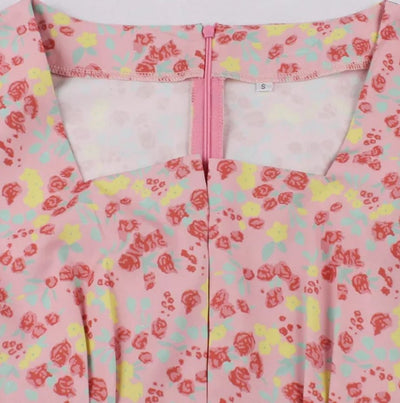 Vintage Plus Size Ψηλόμεσο Φόρεμα Ροζ
