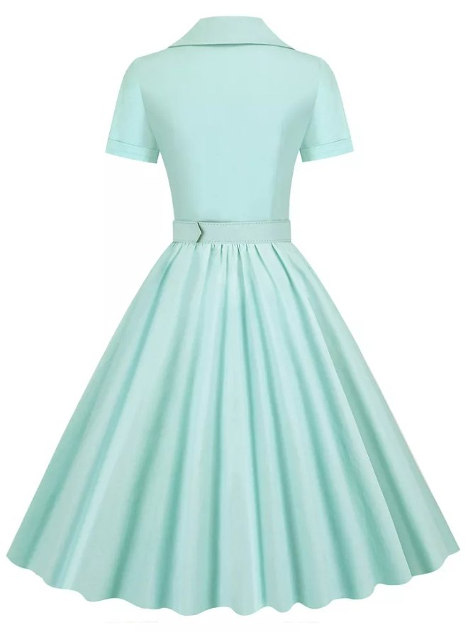 Φόρεμα Vintage Plus Size Ψηλόμεση Τιρκουάζ