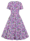 Φόρεμα Vintage Plus Size Ψηλόμεσο Μωβ