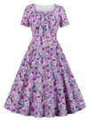 Φόρεμα Vintage Plus Size Ψηλόμεσο Μωβ