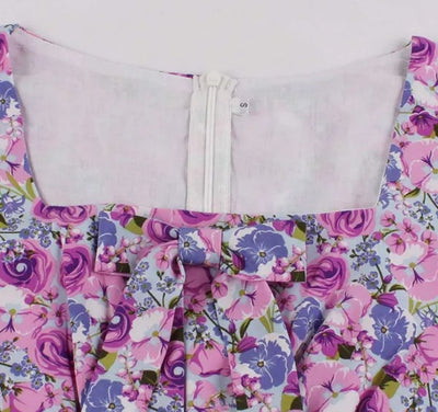 Φόρεμα Vintage Plus Size Ψηλόμεσο Μωβ