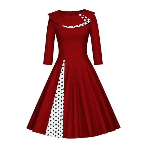 Vintage Φόρεμα Plus Size Winter Burgundy