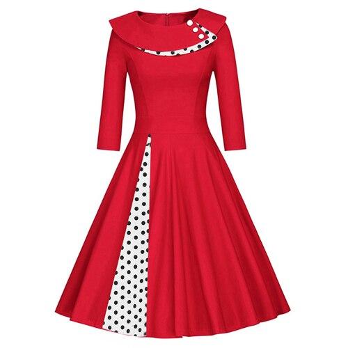 Χειμερινό Κόκκινο Φόρεμα Vintage Plus Size