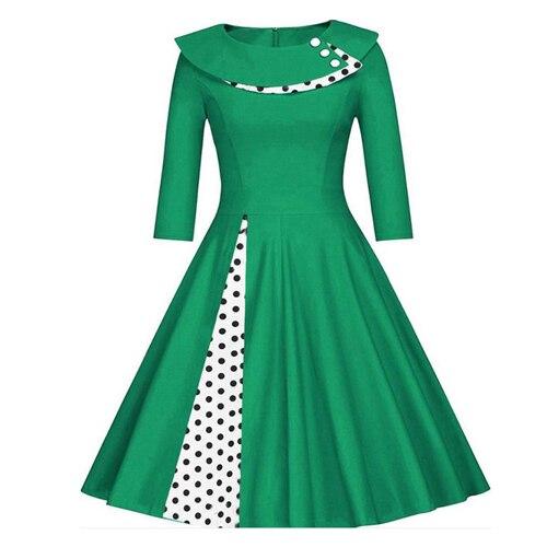 Vintage Plus Size Χειμερινό Πράσινο Φόρεμα