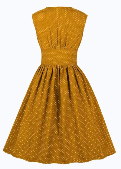 Κίτρινο Vintage Φόρεμα Plus Size
