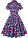 Φόρεμα Vintage Plus Size Navy Birds