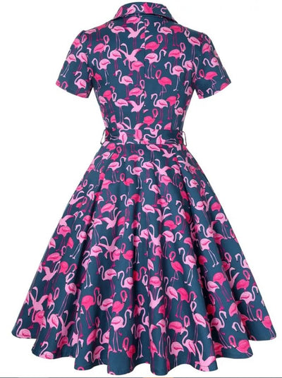 Φόρεμα Vintage Plus Size Navy Birds