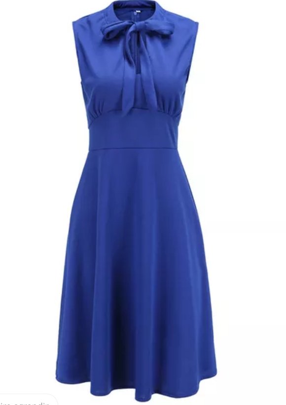 Φόρεμα Vintage Plus Size Navy Παπιγιόν