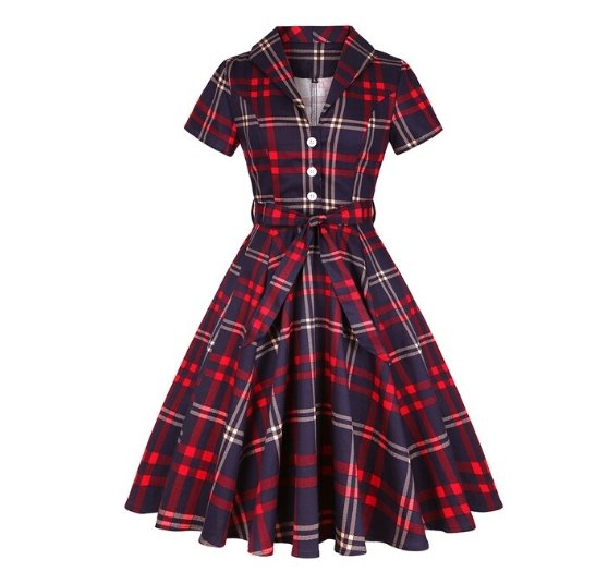 Καρό Φόρεμα Vintage Plus Size