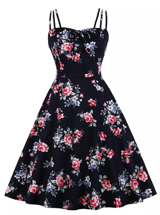 Φόρεμα Vintage Plus Size Black Nature