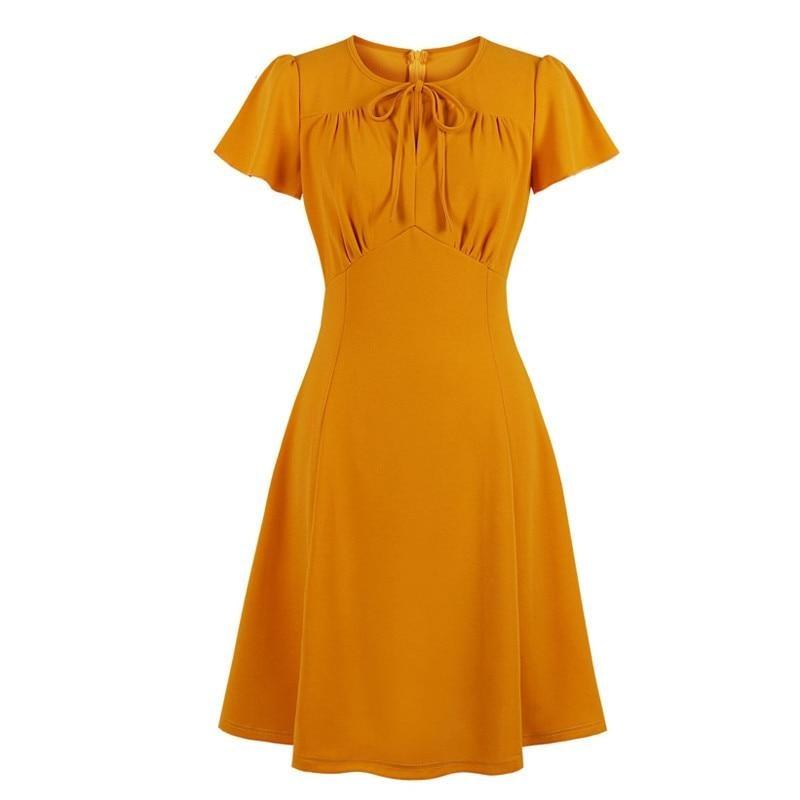 Πορτοκαλί Plus Size Vintage Φόρεμα