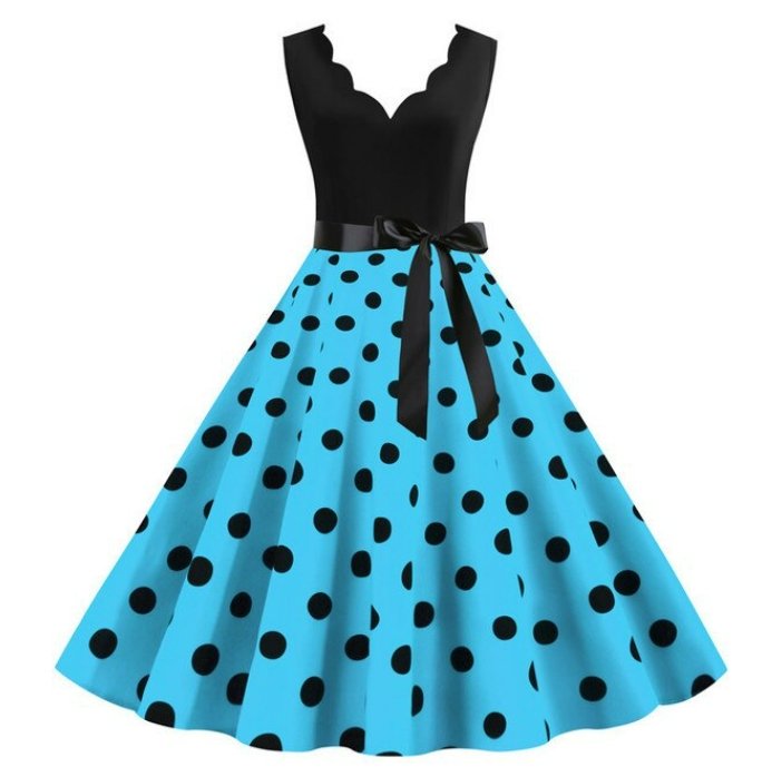 Blue Plus Size Vintage Φόρεμα