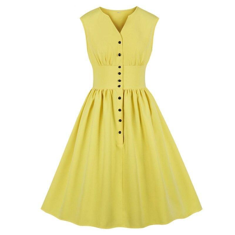 Vintage Plus Size Παστέλ Κίτρινο Φόρεμα