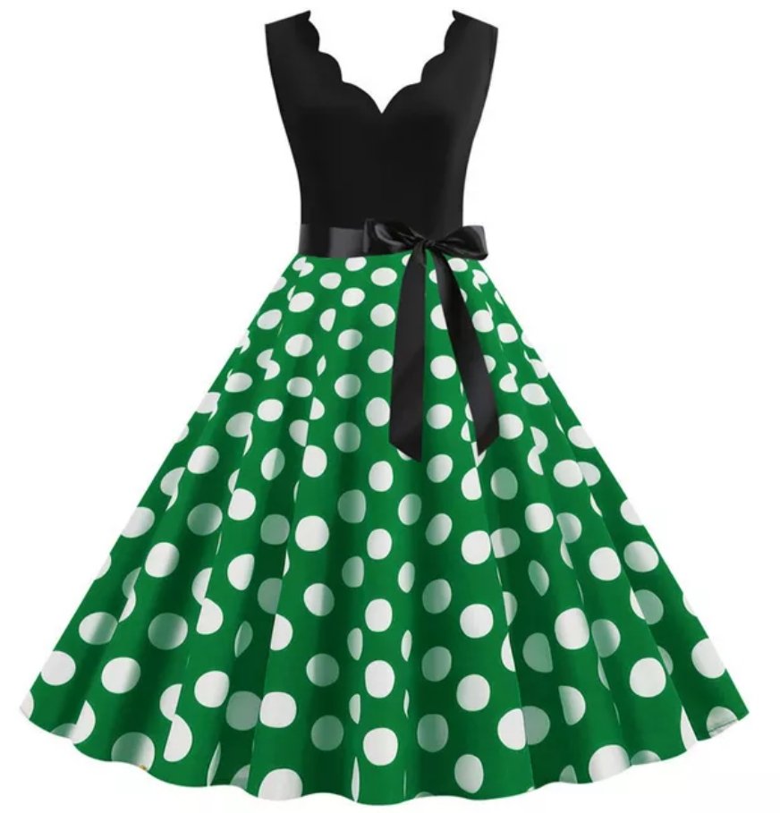 Vintage Φόρεμα Plus Size Πολύχρωμες Πουά
