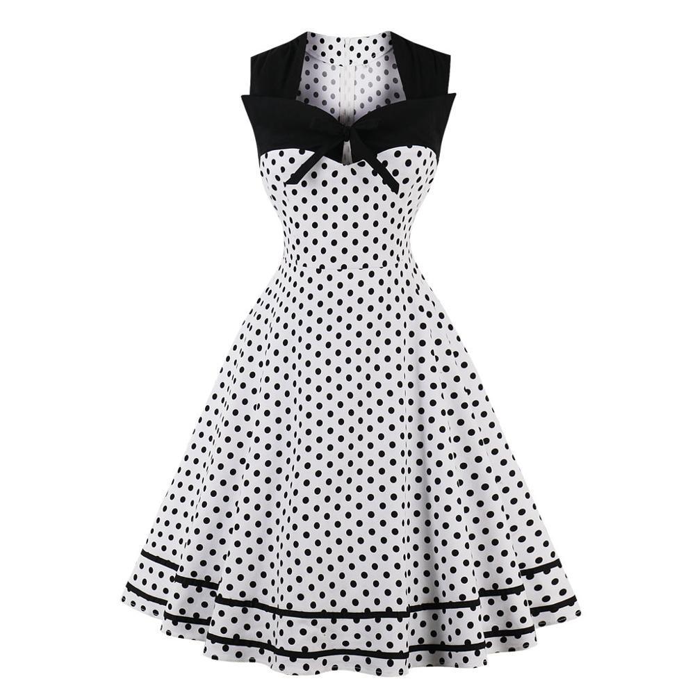 Ρετρό Φόρεμα Vintage Plus Size Λευκό