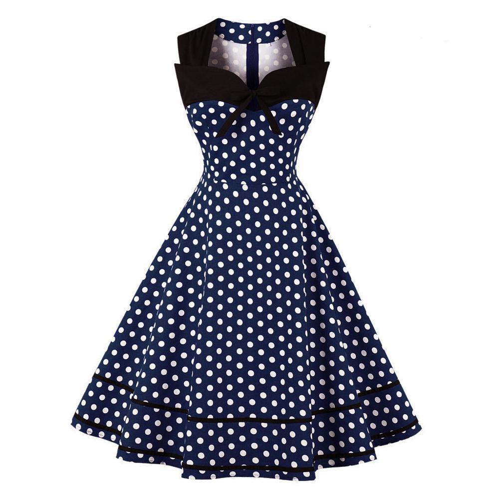 Vintage Φόρεμα Plus Size Retro Navy