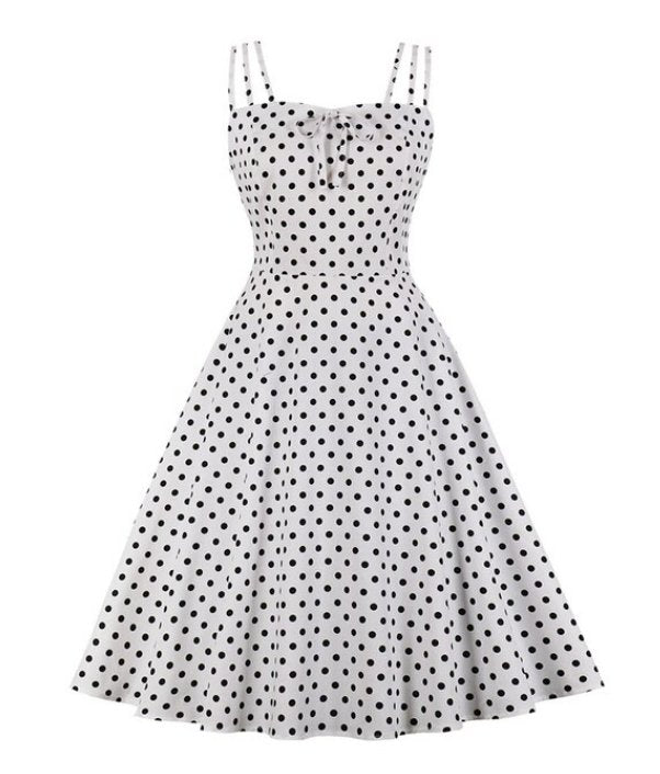 Φόρεμα Vintage Plus Size White Rockabilly