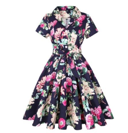 Φόρεμα Vintage Plus Size Rockabilly Flowers