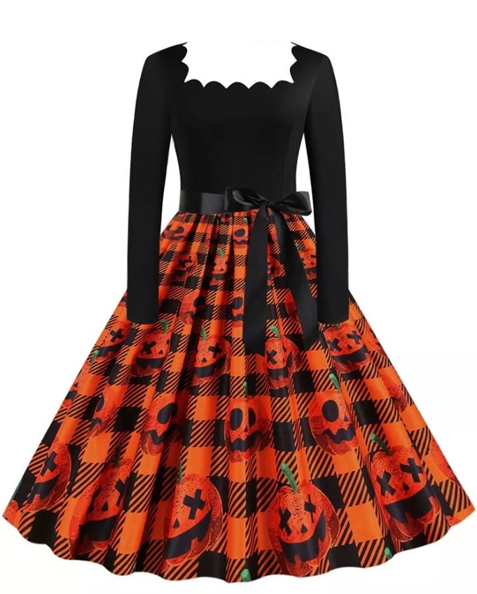 Vintage Plus Size Rockabilly Halloween Φόρεμα