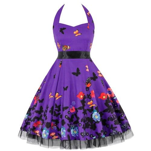 Vintage Plus Size Rockabilly Φόρεμα Μωβ