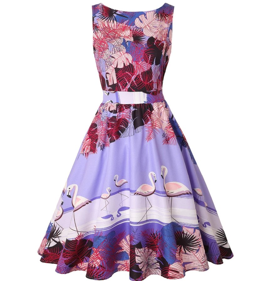 Φόρεμα Vintage Plus Size Pink Birds