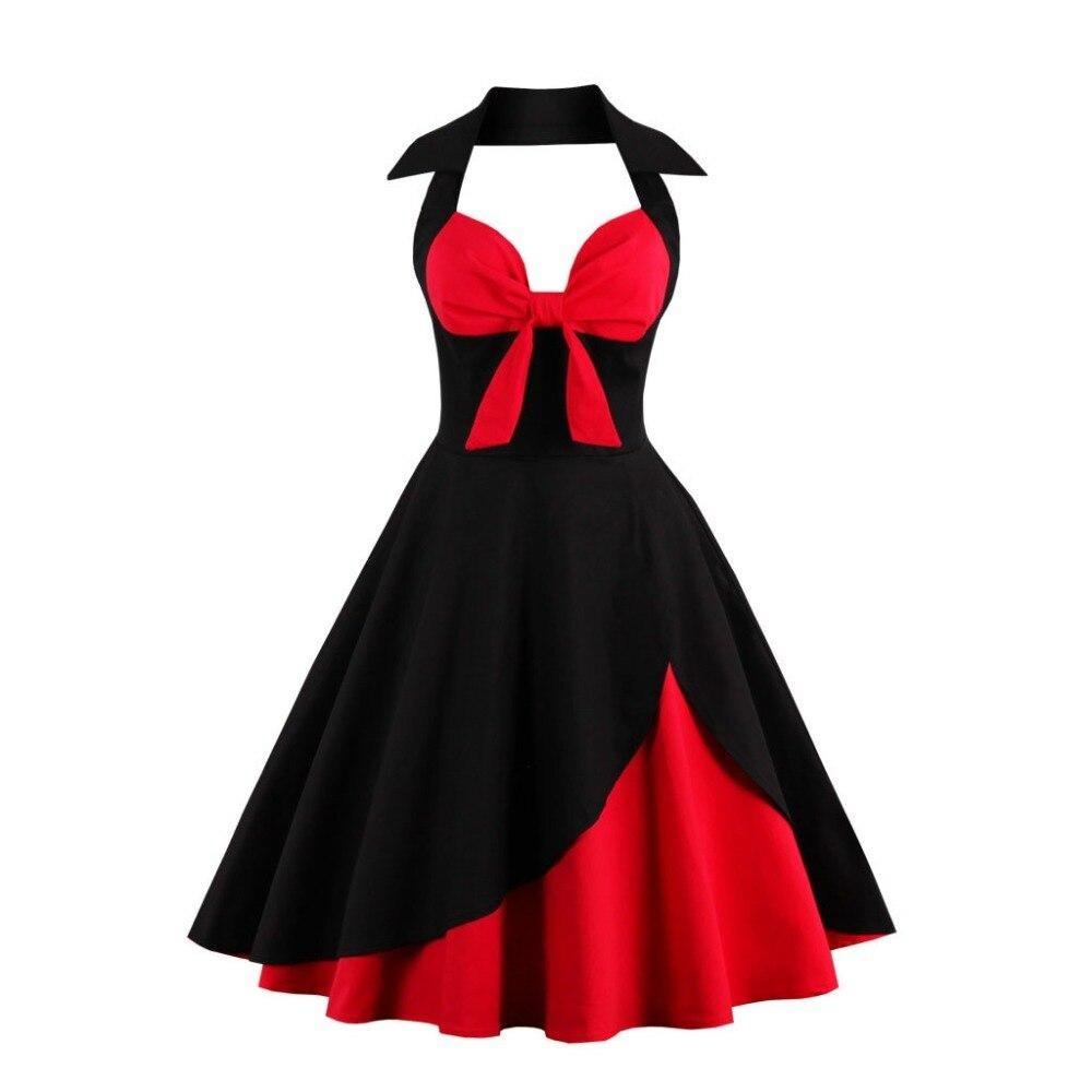 Vintage Φόρεμα Plus Size Κόκκινο Μαύρο