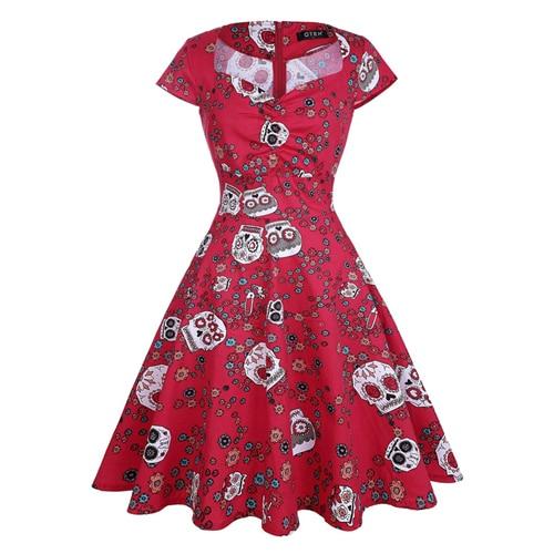 Vintage Plus Size Red Skull Φόρεμα