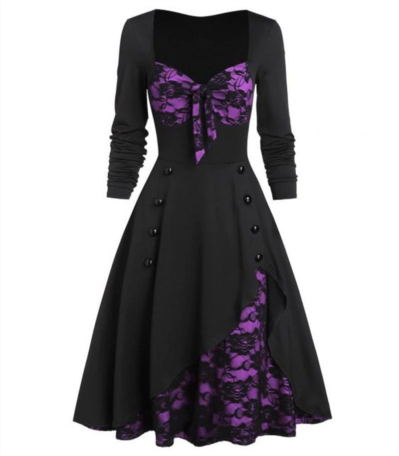 Vintage Plus Size Σέξι Μωβ Φόρεμα