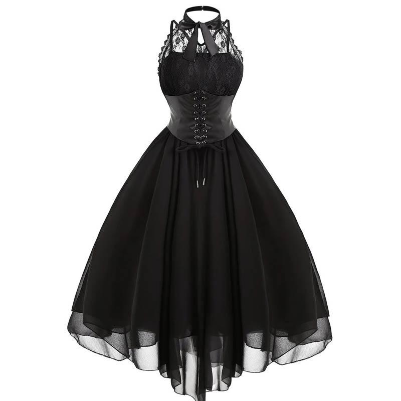 Vintage Plus Size Steampunk Φόρεμα Μαύρο