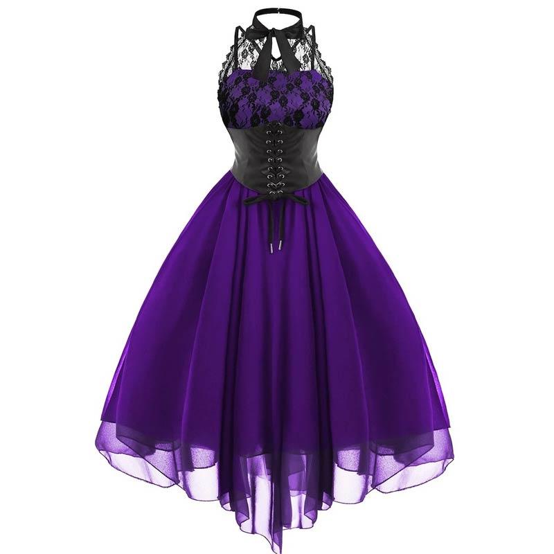 Vintage Plus Size Steampunk Φόρεμα Μωβ