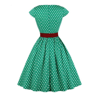 Φόρεμα Vintage Plus Size Πράσινη Ζώνη