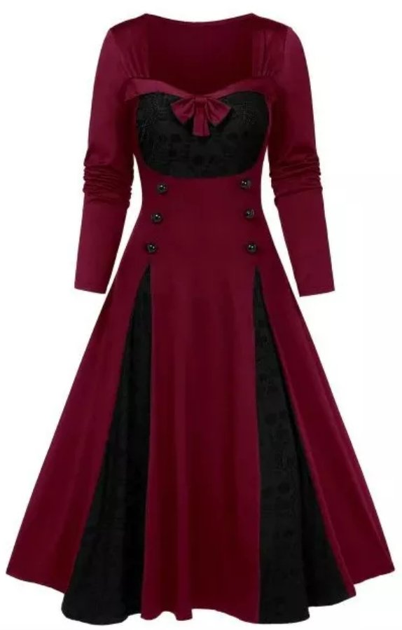 Vintage Χειμερινό Φόρεμα Plus Size Μαύρο