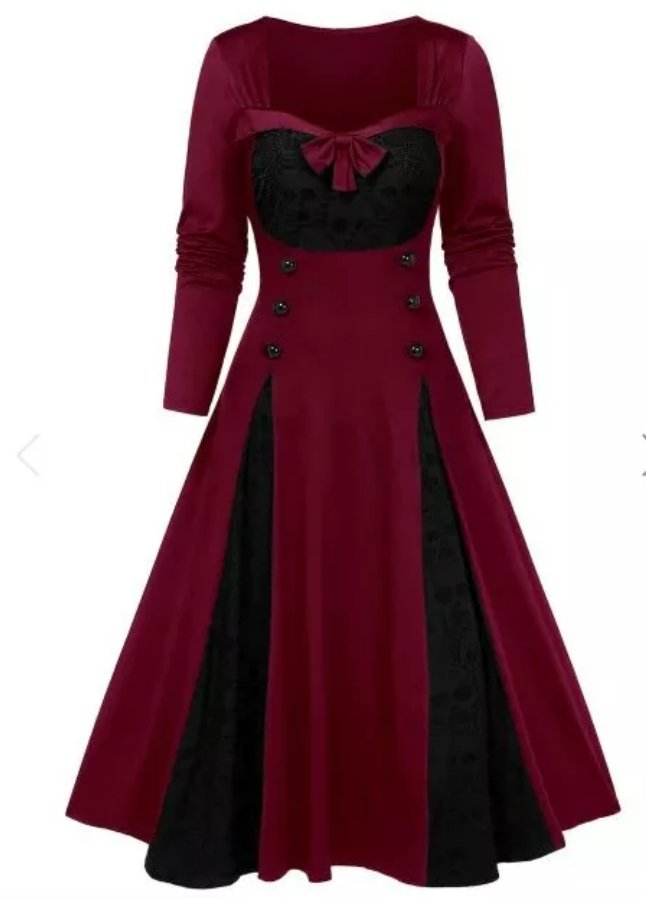 Vintage Χειμερινό Φόρεμα Plus Size Κόκκινο