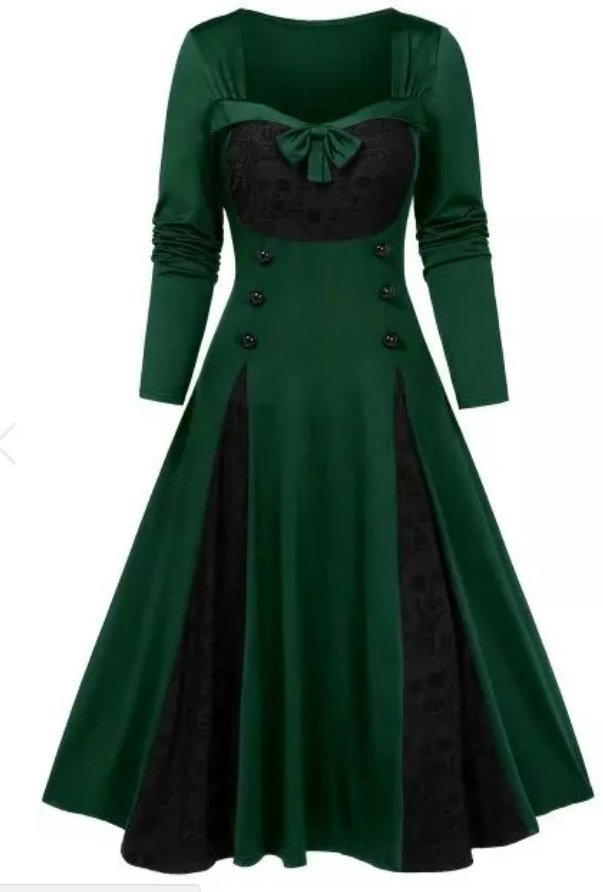 Vintage Χειμερινό Φόρεμα Plus Size Πράσινο