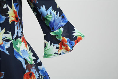 Vintage Φόρεμα Winter Navy Flowers