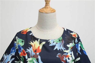 Vintage Φόρεμα Winter Navy Flowers