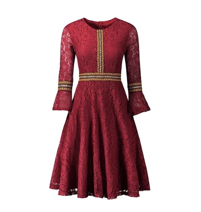 Vintage Μακρύ Boho Κόκκινο Φόρεμα