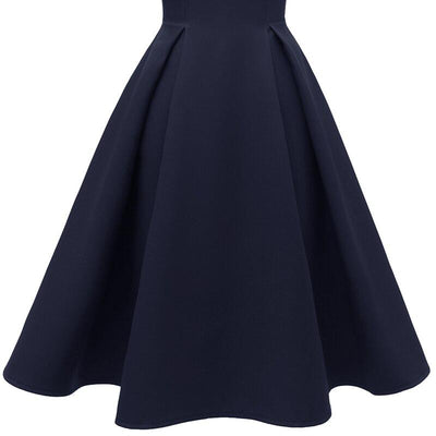 Vintage Navy Φόρεμα Με Βολάν Γιακά